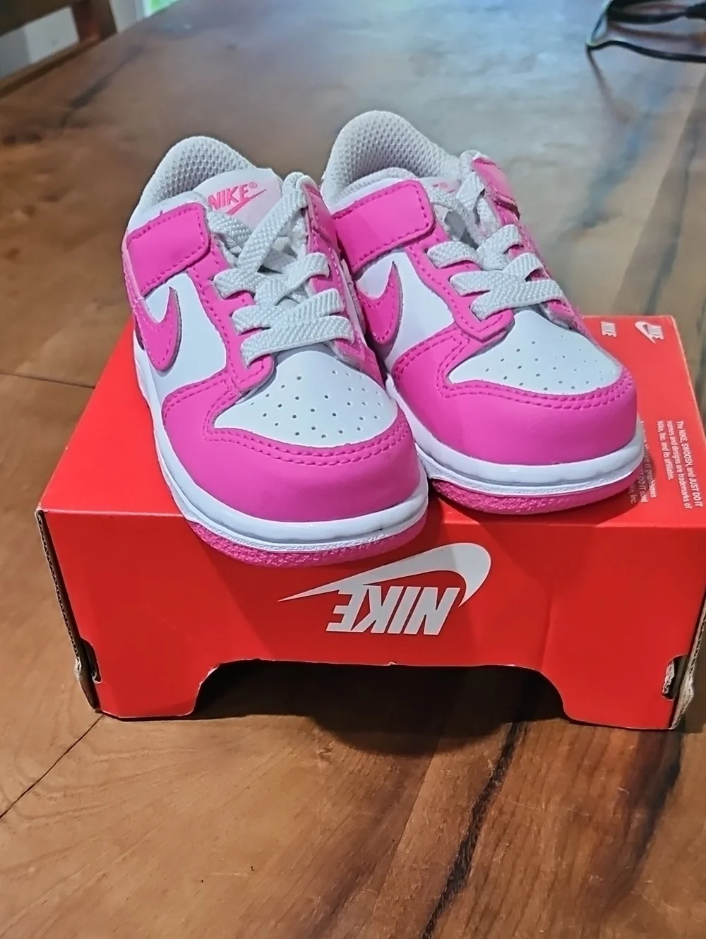 Nike Kids Pink and White Low-Top Sneakers Dunk Lows Sz 5c.  NIB
